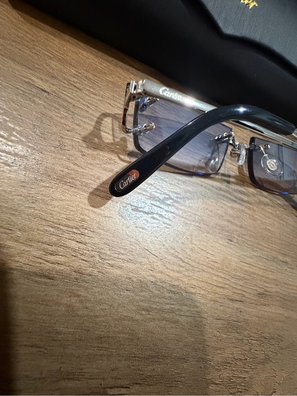 Cartier Men's Rimless Sunglasses with Blue Gradient Lenses - Picture 4 of 7